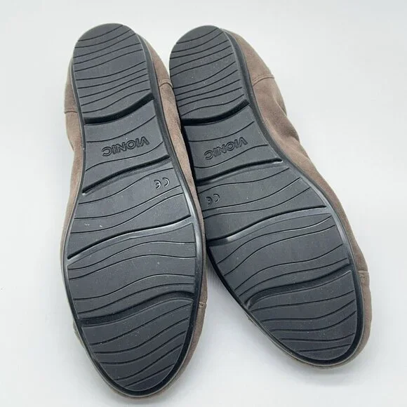 Vionic Orthotic Suede Ballet Flats Natalia Dark Taupe Black Trim Support Sz 9 - Picture 5 of 9